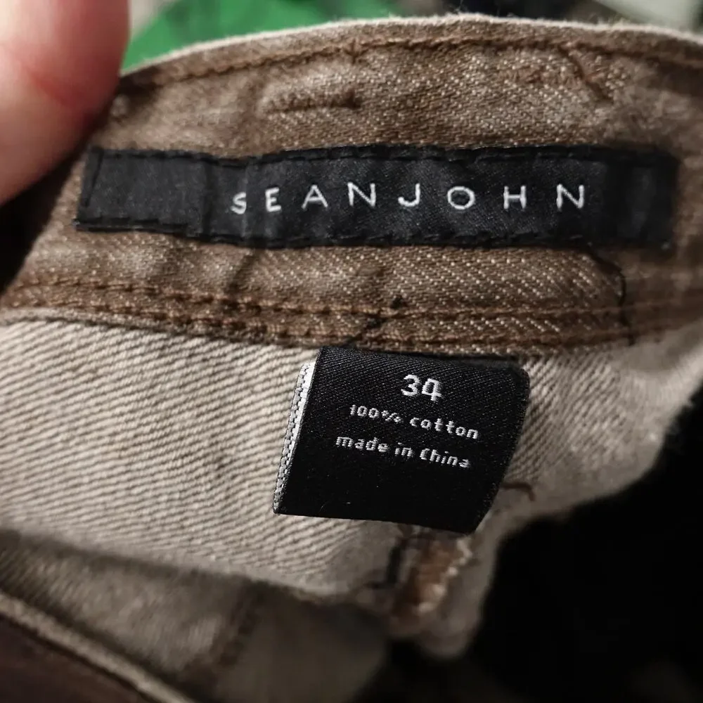 SEAN JOHN HAMILTON RELAXED FIT BROWN‎ POCKET FLAP JEANS MENS SIZE 34